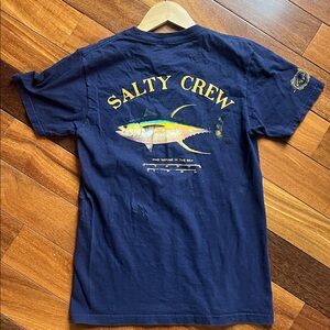 Men’s Small Salty Crew Navy T-Shirt with Fish Graphic